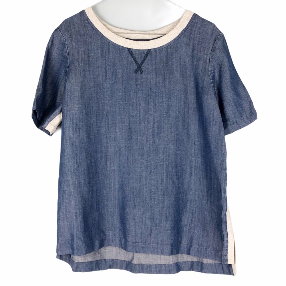 Lou and Grey LOFT Chambray Short Sleeve Shirt-M